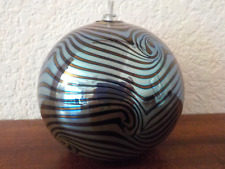 Stuart Abelman Art Glass Round Oil Lamp Iridescent Swirl, 1991, 3 1/2 in, signed for sale  Shipping to South Africa