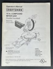 Craftsman 10” Compound Miter Saw Double Insulated Operators Manual 315.212500, used for sale  Shipping to South Africa