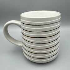 Thyme & Table Coffee Cup White Gold Lines Stoneware Mug Microwave Safe for sale  Shipping to South Africa