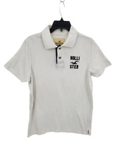 Camisa polo masculina Hollister XL vintage branca soletrar manga curta anos 90 Y2K praia comprar usado  Enviando para Brazil