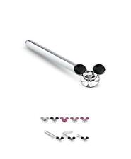 Anel de prata esterlina 925 nariz osso cravejado 3mm Mickey Mouse calibre 22 22G comprar usado  Enviando para Brazil