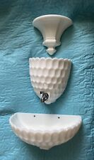 VTG Fenton Milk Glass 3 Piece Lavabo Basin Tank w/Spout Lid Thumb Print VHTF EXC for sale  Shipping to South Africa