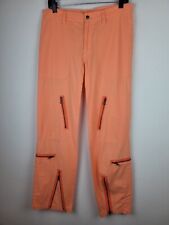 Pantalones de carga vintage Ralph Lauren para mujer 8 bolsillos naranjas con cremallera paracaídas utilitarios segunda mano  Embacar hacia Mexico