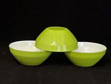 3 Vintage Apple Green & White Enamelware Bowls 4" like Krenit for sale  Shipping to South Africa