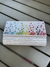 Kurt Geiger Clutch Women’s Rainbow Crystal Envelope White Shoulder Purse for sale  Shipping to South Africa
