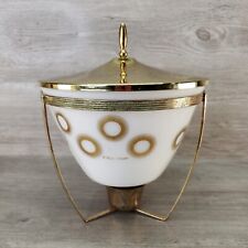 Anchor Hocking Fire King Chafing Dish Fred Press Design Fondue Brass Candle for sale  Shipping to South Africa