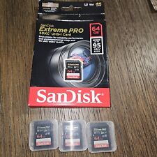 3 cartões SanDisk 64GB 95MB Extreme Pro SDXC UHS-I 4K UHD comprar usado  Enviando para Brazil