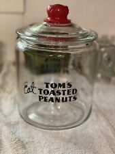 ORIGINAL Tom’s Toasted Peanut Co. Glass Jar Red Knob Lid Store Counter Display for sale  Nederland