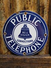 VINTAGE BELL SYSTEMS PORCELAIN SIGN PUBLIC TELEPHONE PAY PHONE COMMUNICATIONS for sale  Shipping to South Africa