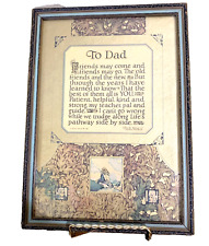 Used, Dad Framed Poem A Buzza Motto Lawrence Hawthorne 1927 Brass Cloverleaf Hanger for sale  Shipping to South Africa