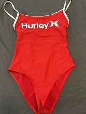 Traje de baño Hurley de una pieza para mujer pequeño rojo grande logotipo recortado bikini excelente segunda mano  Embacar hacia Argentina