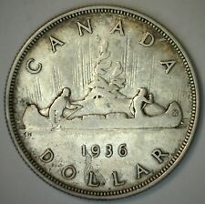 Moneda de dólar de plata canadiense 1936 canoa circulada Voyager George V canadiense $1 segunda mano  Embacar hacia Argentina