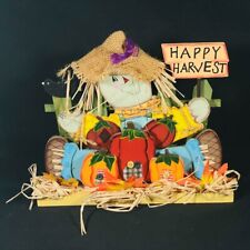 Espantapájaros y calabazas de madera vintage decoración de otoño Happy Harvest, usado segunda mano  Embacar hacia Argentina