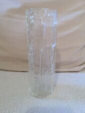 Vintage Ravenhead Bark Flint Textured Art Glass 6.5 Inches Tall Vase - Clear , brukt til salgs  Frakt til Norway