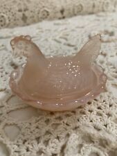 Used, Vintage Glass Chicken Hen on Nest Salt Candy/Nut Dish Pink Boyd 4 Lines for sale  Shipping to South Africa