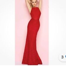 Mac Duggal 62691 Red Lace High Neck Cutout Back Mermaid-Style Gown, Size 0 for sale  Shipping to South Africa