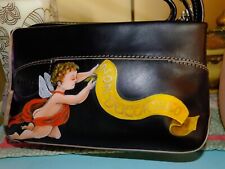 Used, SML RADLEY BLACK LEATHER HANDBAG HAND PAINTED NON DUCOR DUCO DOG TAG ONE HANDLE for sale  PETERBOROUGH