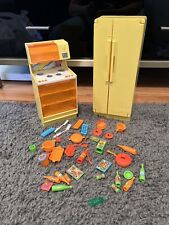 Vintage 1979 Barbie Dream House Yellow Refrigerator & 1978 Stove W/ Some Acces for sale  Shipping to South Africa