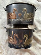 Set of 2 Swan Brass Copper Planters for sale  Shipping to South Africa