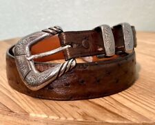 Lucchese Belt W6052 Sienna Brown Full Quill Ostrich Leather USA Made Mens Sz 36 for sale  Shipping to South Africa