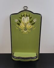 Usado, Prateleira vintage de madeira pintada à mão verde floral decoração vitoriana comprar usado  Enviando para Brazil