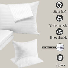 Used, Luxur 100%Cotton Pillow Protectors Pair Zipped Pillow Cover Pack of 2 Pillowcase for sale  Shipping to South Africa