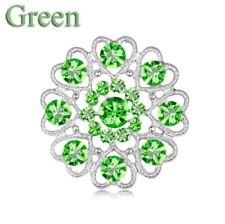 NEW TONE HEART & FLOWER RHINESTONE DIAMANTE CRYSTAL PIN BROOCH  Green 0000016 for sale  Shipping to South Africa