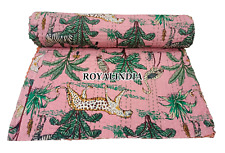 Manta de cama de algodón indio Kantha edredón colcha funda de cama estampado de tigre segunda mano  Embacar hacia Argentina