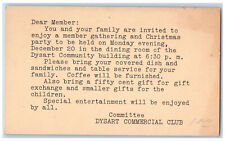 Dysart Iowa IA postal fiesta de Navidad invitación Dysart club comercial década de 1940, usado segunda mano  Embacar hacia Argentina