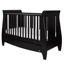 Tutti Bambini Sleigh Cot Bed with Under Bed Drawer & Cot Top Changer - Espresso, used for sale  LEICESTER