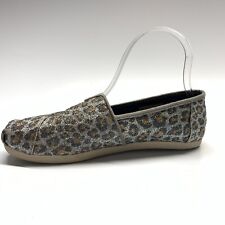 Sapato sem salto Toms feminino Alpargata estampa de leopardo prata glitter tamanho 7.5 comprar usado  Enviando para Brazil