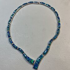 Colar de prata esterlina azul de opala fogo do Caribe comprar usado  Enviando para Brazil