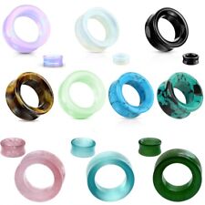 Used, Ear Gauges Organic Stone Ear Plugs Hollow Centered Tunnels Double Saddle beveled for sale  Shipping to South Africa