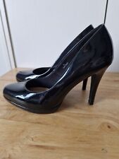 M&S Insolia Ladies Patent Leather Heels Size 6 Black Platform Kitten Heel Party for sale  Shipping to South Africa