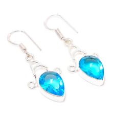 Swiss Blue Topaz Gemstone 925 Sterling Silver Jewelry Earring 1.73 " R080 for sale  Shipping to South Africa