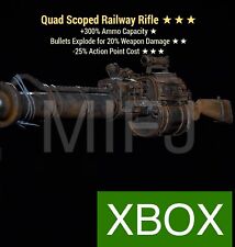 QE25 RAILWAY RIFLE  | XBOX FALLOUT 76 QUAD EXPLOSIVE 25 LESS ACTION POINT COST for sale  Shipping to South Africa