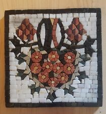 Usado, Painel de arte vintage feito à mão em mosaico de pedra natural formato de flor quadrado 6,25" comprar usado  Enviando para Brazil