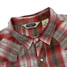 Camisa masculina de algodão M Salt Valley xadrez vermelha ocidental pérola encaixe sudoeste comprar usado  Enviando para Brazil