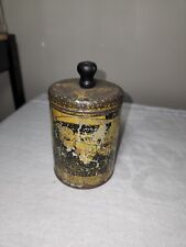 Antique Vintage Tea Container Can Tin with Wood Knob Handle Female Imagery for sale  Shipping to South Africa