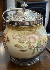 Carlton Ware Biscuit Barrel, Silver Plate Lid &  Handle. Carnation Pattern C1897, used for sale  Shipping to South Africa