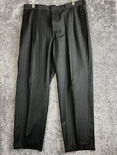 Pantalones de vestir plisados de lana para hombre Polo Ralph Lauren de colección 38x30 negros con puños a rayas segunda mano  Embacar hacia Argentina