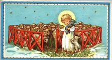 Brownie Shepherd Boy Black Sheep Angel VTG Christmas Greeting Card, used for sale  Shipping to South Africa
