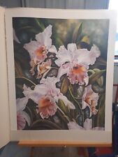 SONIA GIL TORRES CLASSIC "Cattleya Warscewiczii"LITHOGRAPH ART PRINT ON CANVAS , used for sale  Shipping to South Africa
