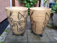 SET OF TWO Very large outdoor ceramic plant / shrub pots, used for sale  CHESTER