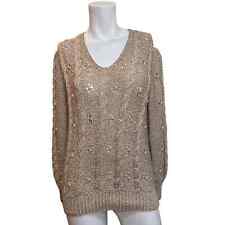 Used, Vintgae 80s Nanell Hand Knit Pink & Silver Metallic V-Neck Sweater Beaded sz M for sale  Shipping to South Africa
