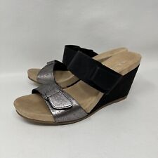 CL by Chinese Laundry Black And Metallic Two Strap Wedge Sandals Women’s Size 9 for sale  Shipping to South Africa