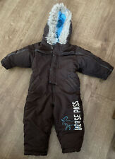 C&A BROWN PADDED COAT SLEEPSUIT SIZE 86 / 12-18 MONTHS for sale  MARCH