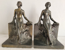 Used, ANTIQUE ART DECO LADY GIRL FIGURINES METAL BOOK ENDS for sale  Shipping to South Africa