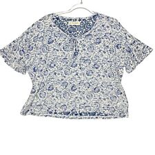 Camisa Lucky Brand feminina média azul branca floral quadrada malha reversa camiseta comprar usado  Enviando para Brazil