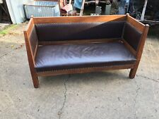Antique oak leather for sale  Brooklyn